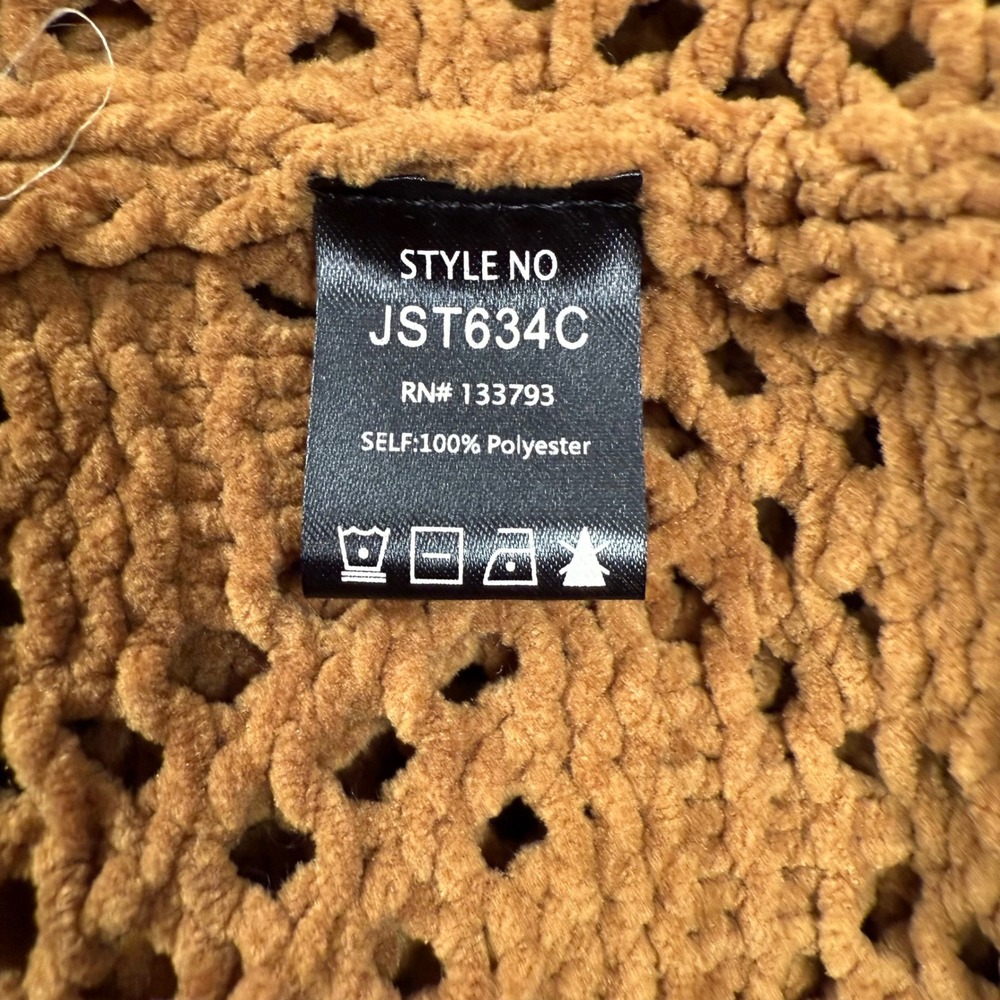 POL Sweater Womens Small Brown Open Knit Crochet Mock Neck Shirt Cropped JST634C - Picture 6 of 7